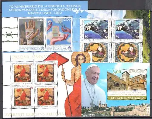 2015 Vatikan, komplettes Jahrgang, neue Briefmarken, 29 Werte + 4 Blätter + 1 Heft - postfrisch**