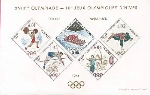 1964 MONACO, BFS 7 Olympische Spiele Innsbruck postfrisch**