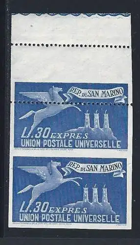 1946 SAN MARINO, Express Nr. 15d 30 Lire Übersee postfrisch/** paar