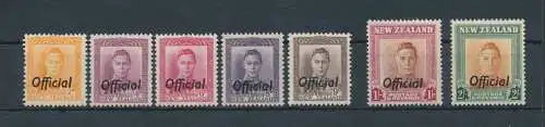 1947-51 NEUSEELAND - Stanley Gibbons Nr. O152/O158 - Offizielle Briefmarken - postfrisch **