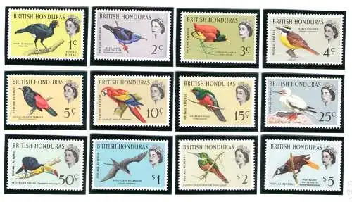 1962 BRITISH HONDURAS - Serie von 12 Werten - Stanley Gibbons Nr. 202-213 - Vögel - Vögel - postfrisch**
