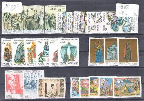 1988 Vatikan, neue Briefmarken, komplettes Jahrgang 26 Werte + 1 Blatt postfrisch **