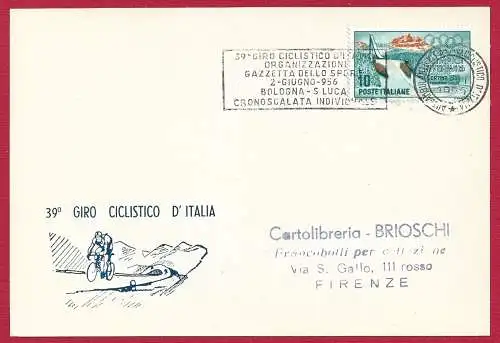 1956 REPUBLIK, Nr. 793 auf Karton mit Ring 39. GIRO D'ITALIA