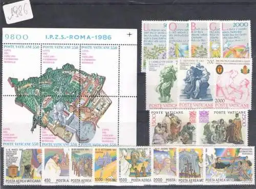 1986 Vatikan, neue Briefmarken, kompletter Jahrgang 24 Werte - postfrisch**