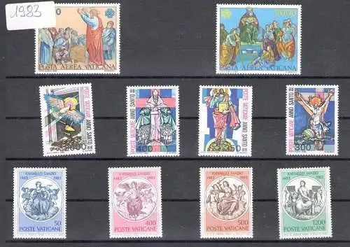 1983 Vatikan, neue Briefmarken, Vollständiger Jahrgang 10 Werte + 3 Blatt - postfrisch**