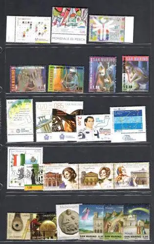 2013 San Marino, neue Briefmarken, Vollständiges Jahr, 16 Werte + 8 Blätter - postfrisch**