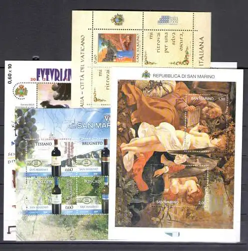 2009 San Marino, neue Briefmarken, Vollständiges Jahr, 33 Werte + 4 Blätter - postfrisch**