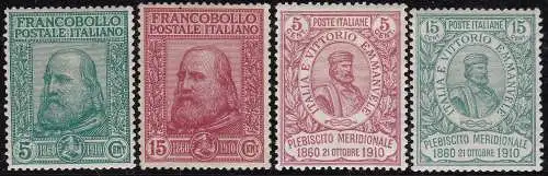 1910 Königreich Italien, Garibaldi, Nr. 87/90 MNH/** Diena zertifiziert GUTE ZENTRIERUNG