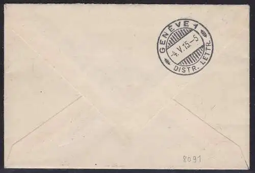 1912 BELGIEN, Nr. 122, 5 Fr. karminbraun auf Brief aus Le Havre nach Genf LUXUS