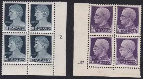 1929 Königreich Italien, Kaiserliche Serie, SET VON 28 Exemplaren mit Tischnummer INTEGRIERTER GUMMI MNH**