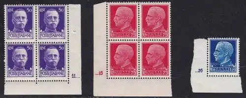 1929 Königreich Italien, Kaiserliche Serie, SET VON 28 Exemplaren mit Tischnummer INTEGRIERTER GUMMI MNH**