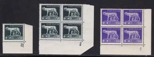 1929 Königreich Italien, Kaiserliche Serie, SET VON 28 Exemplaren mit Tischnummer INTEGRIERTER GUMMI MNH**