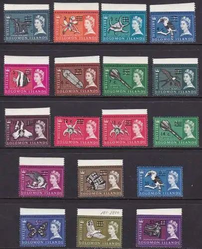 1966-67 BRITISCHER SOLOMON, SG 135B/152B Satz 18 Dezimalwährung postfrisch/**