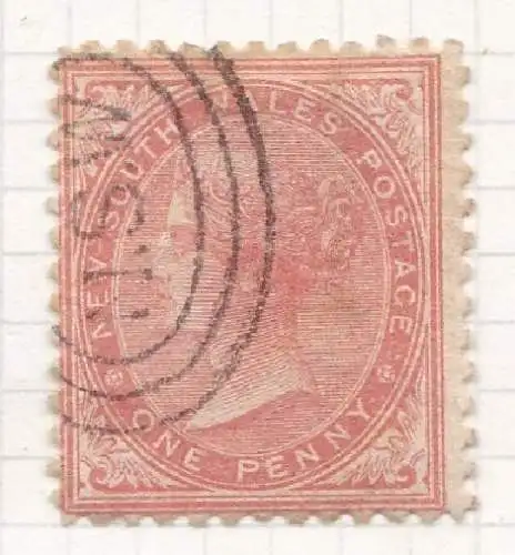 1864 NEW SOUTH WALES - SG 186 1d stumpf rot GEBRAUCHT
