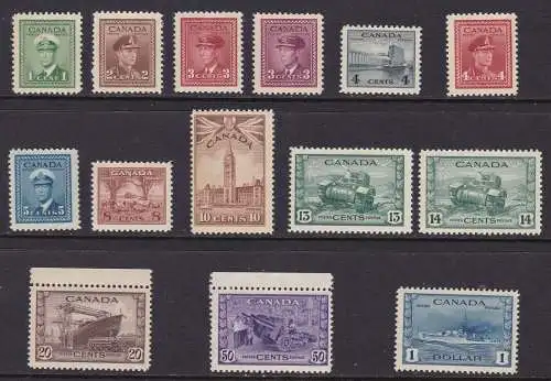 1942-48 KANADA - SG 375/388 Set mit 14 postfrisch/**