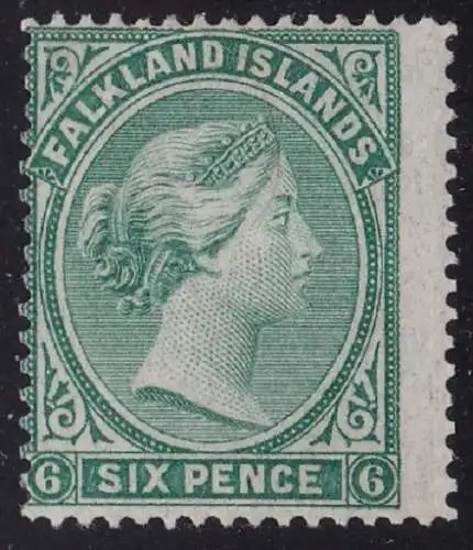 1878 FALKLAND - SG Nr. 3 6d. blaugrün (*) unbenutzt