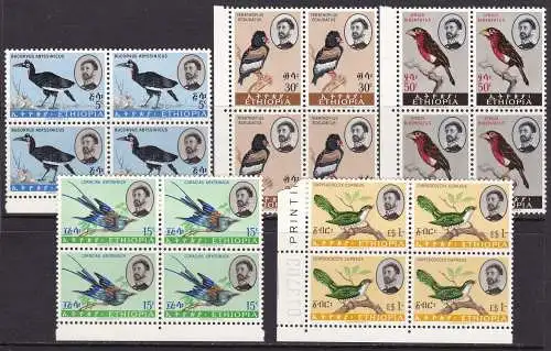 1962 ÄTHIOPIEN - YT Nr. 388/392 Serie von 5 Werten MNH/** VIERTEL BLATTRAND