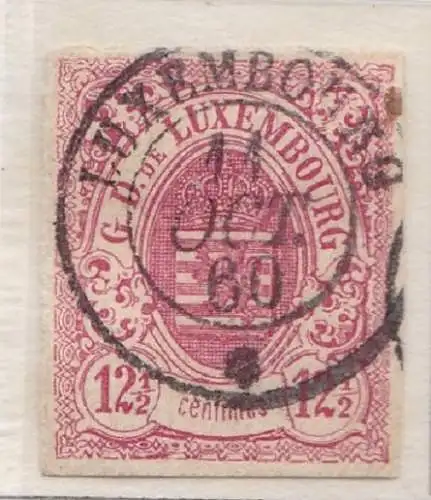 1859 - 63 LUXEMBURG - Nr. 7 12 1/2c. rosa GEBRAUCHT Abkürzung Oliv