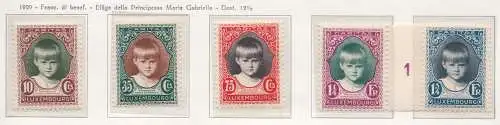 1929 Luxemburg, Nr. 214/218 Caritas Pro Infantia 5 val. postfrisch/**