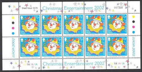 2002 EUROPA CEPT Isle di Man Nr. 1 Minifil Il Circus MNH**