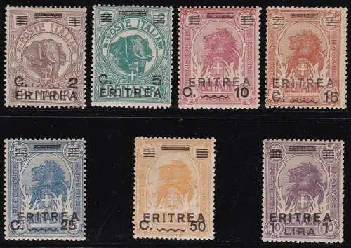 1922 ERITREA, Nr. 54/60 Serie von 7 MNH/** Werten