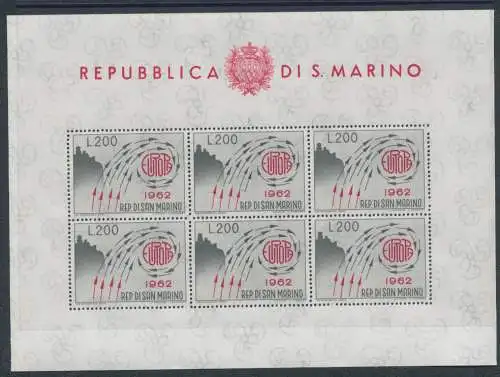 1962 San Marino Vollständiges Jahr, neue Briefmarken, 46 Werte + 1 Blatt Europa 1962 - postfrisch **