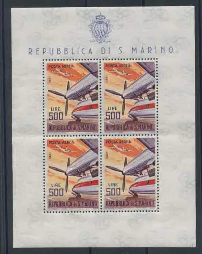 1965 San Marino Completa Jahrgang, Briefmarken, 21 Val. + 1 Blatt (Moderne Dartflugzeuge) postfrisch**