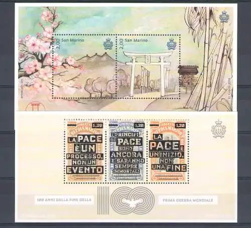 2018 San Marino, neue Briefmarken, Vollständiges Jahr 26 Werte + 4 Blätter - postfrisch**