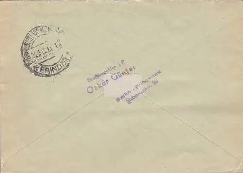 1951 OSTDEUTSCHLAND/DDR - Handelsbrief im Tarif aus Berlin zu UNGEWÖHNLICHEN Tritten