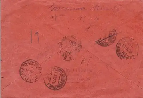 1929 Italien - Königreich, Turiner Philatelieausstellung PA 2A (x2) + Nr. 248 per Schreiben vom 13. Oktober