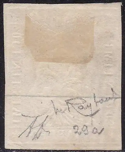 1854-55 SCHWEIZ, Einheitlicher Katalog Nr. 29c 20r. gelb-orange, signiert Raybaudi - A. Diena