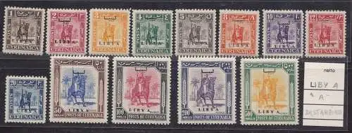 1951 LIBYSCHE Ausgabe für die KYRENAIKA, Nr. 1g-13g Senussit Ritter MNH/** ÜBERDRUCK MIT RÄUMLICHEM ÜBERDRUCK