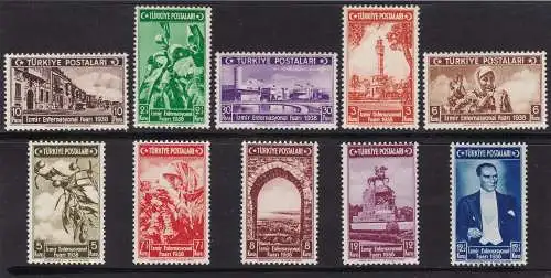 1938 Türkei - Yvert Nr. 884/893 - 10er Werteserie - postfrisch**