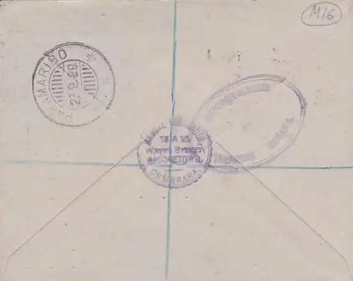 1929 BRITISH GUYANA/BRITISCH-GUAYANA, erster Flug nach PARAMARIBO (CURACAO) RARMER ARTIKEL