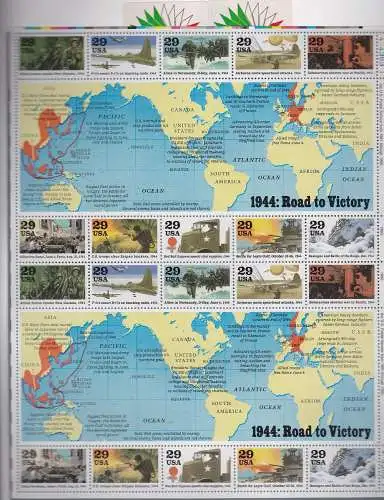 1994 USA, Blatt 34 'Auf dem Weg zum Sieg' Blatt mit 20 mnh-Werten**