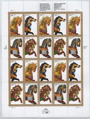 1995 USA, Nr. 2724/272727 Fahrpferde 20 Werte postfrisch**