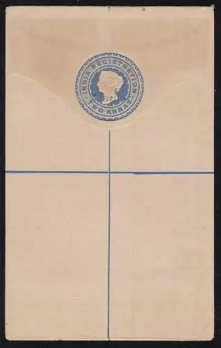 1895/96 ZANZIBAR, REGISTRIERTER UMSCHLAG VON INDIEN mit Überdruck 'ZANZIBAR' HG 1