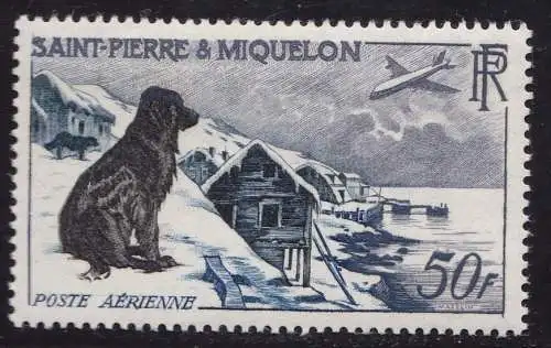 1955 ST. PIERRE ET MIQUELON - PA 24 50f. bistre-schwarz MNH/**