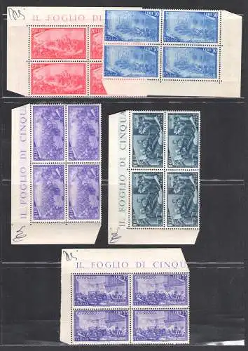 1948 REPUBLIK, Risorgimento, 13 Werte, Nr. 580/591 + E32 Gute sehr gute Zentrierung mnh** viertel blattwinkel