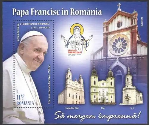 2019 Rumänien - Broschüre von Papst Franziskus in Rumänien - Gemeinsame Ausgabe mit dem Vatikan - postfrisch**