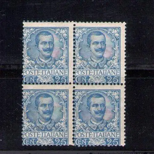 1901 KÖNIGREICH - Vittorio Emanuele III - 25 Cent Flora im Block von Quattro, mittelmäßige Mitte, Nr. 73 mnh**