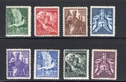 1938 Vatikan, neue Briefmarken, Vollständiges Jahr 14 Werte - (8 Werte der Luftpost + 6 Werte der ordentlichen Post) (Archäologie-Serie) - postfrisch **