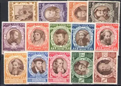 1946 Vatikan, neue Briefmarken, vollständiges Jahr 14 Werte, 12 ordentliche Post + 2 postfrisch **