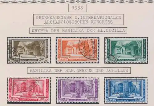 1938 Vatikan, Serie 4 Internationaler Kongress für Christliche Archäologie Nr. 55/60, 6 gebrauchte Werte
