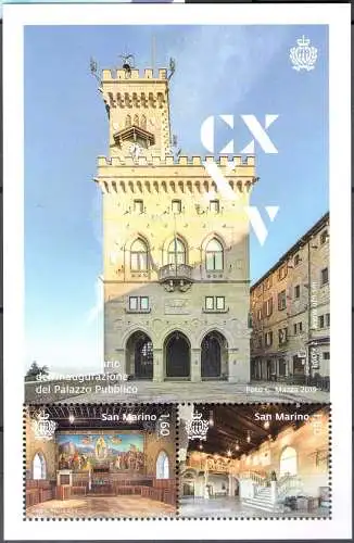 2019 San Marino Foglietto 125. Jubiläum Einweihung Regierungsgebäude - postfrisch**