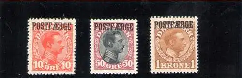 1927-30 DÄNEMARK, Postpakete - 3 Werte Nr. 1-3-4 MNH**