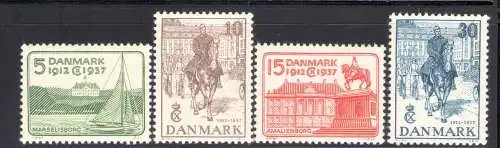 1948-53 DÄNEMARK, Jubiläum von Christian X., Nr. 249/52 - 4 mnh Werte**