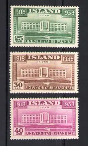 1938 ISLAND, 20. Ann. Autonome Verwaltung, Nr. 168-170, MNH**