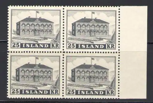 1952 ISLAND, Parlamentsgebäude, ordentliche Serie, Wunderschönes Viertel, 1 Wert Nr. 238 mnh**
