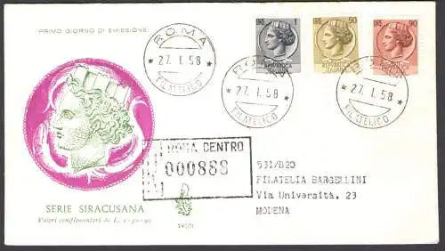 1958 REPUBLIK VENETIEN Nr. 140/it Syrakus Lire 1-50-90 Reise